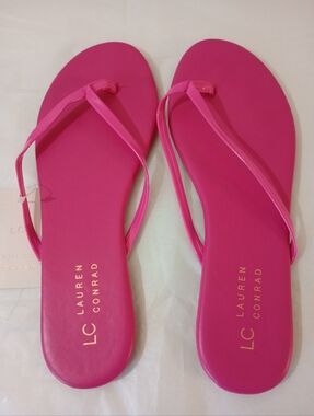 LC Lauren Conrad Hot Pink Slim-Strap Flip Flops